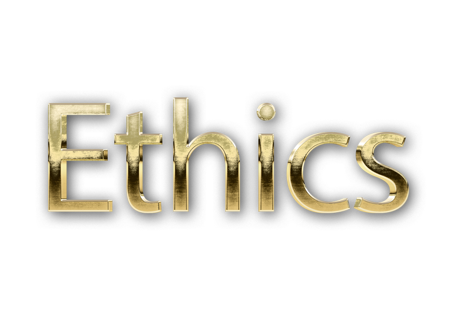 3D WORD ETHICS gold text effects art typography PNG images free